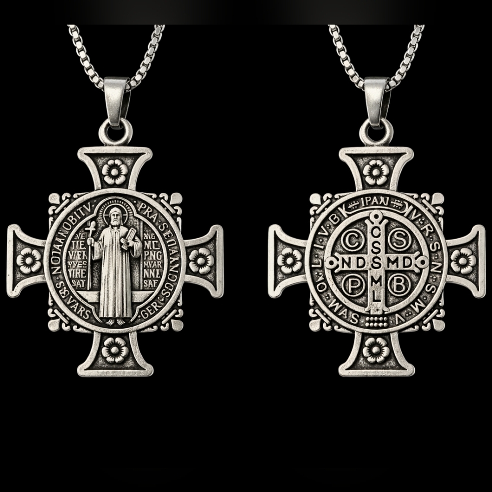 St. Benedict Medal Necklace • Faith & Protection Cross Pendant